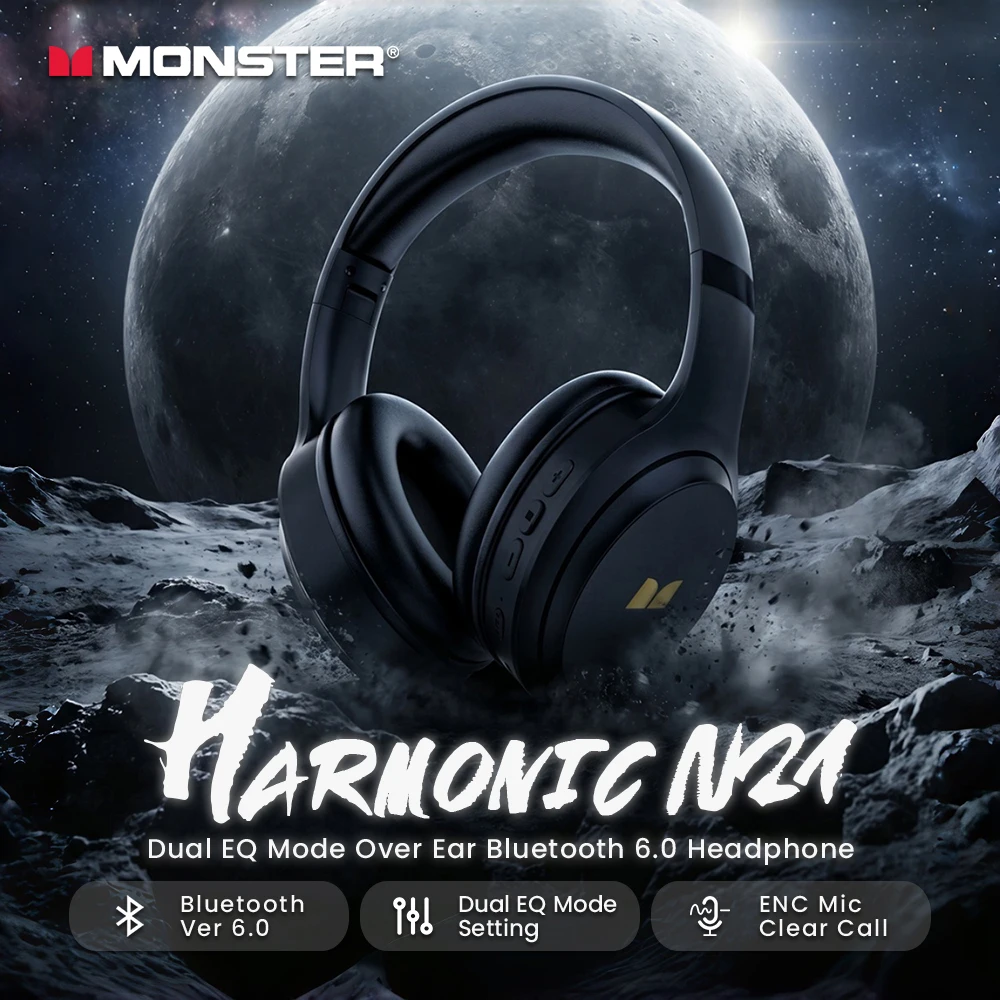 Anc Wireless Over Ear Headphones - سماعات رأس Monster Harmonic N21 بتقنية