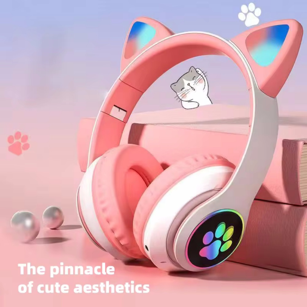 Cat Ear Bluetooth Headset Led - سماعات رأس لاسلكية قابلة للطي بتقنية
