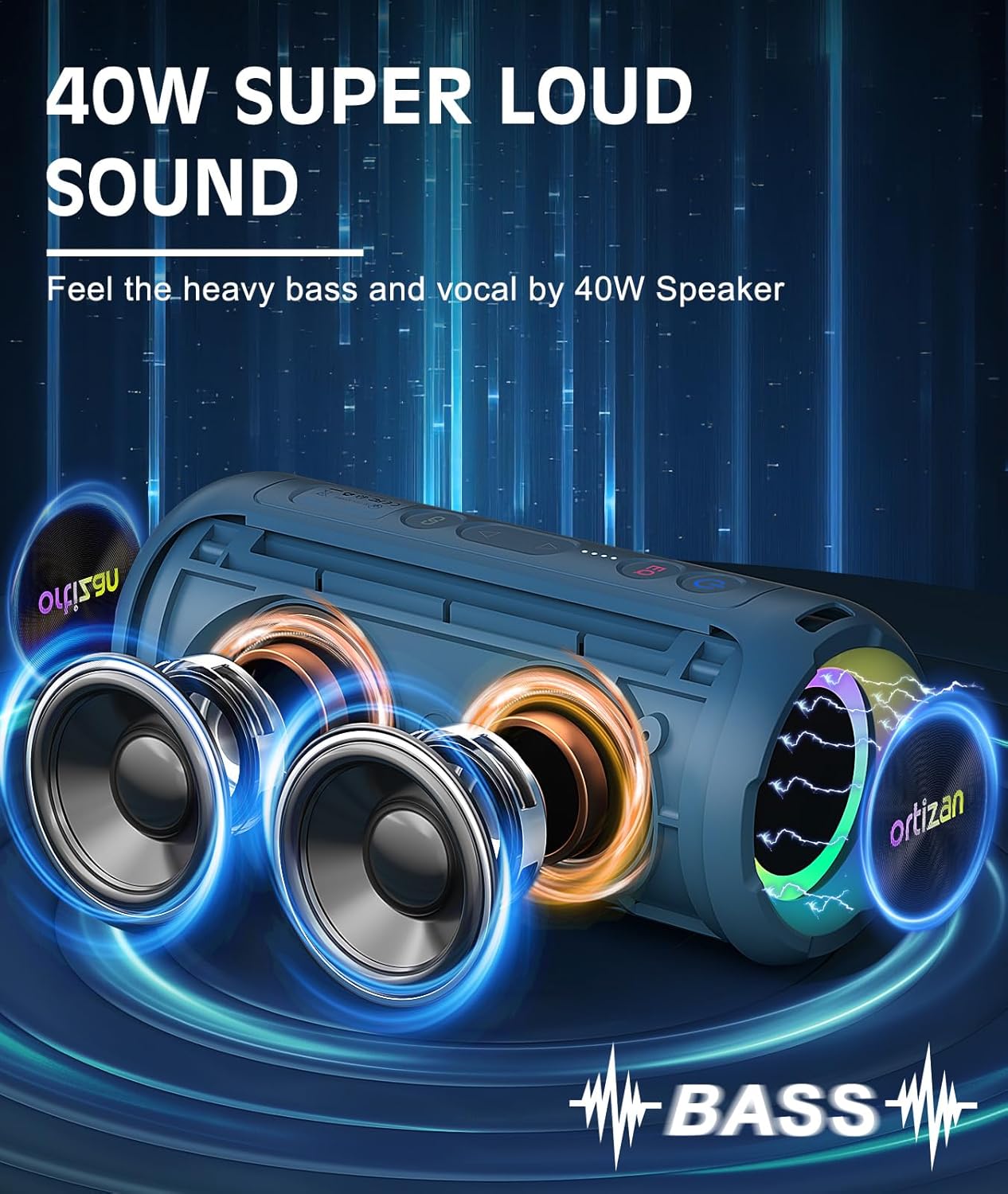 Ortizan-مكبر صوت لاسلكي بلوتوث - مراجعة Portable Bluetooth Speaker Waterproof Ipx7 وسعره