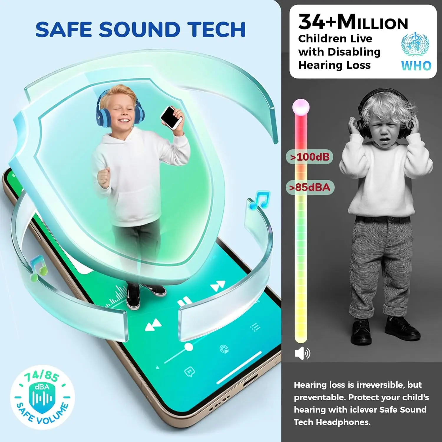 سماعات رأس بلوتوث للأطفال iCle - مراجعة Anc Wireless Over Ear Headphones وسعره